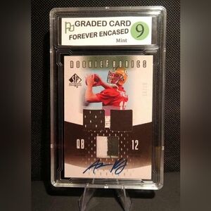 2005 AARON ROGERS rookie fabric #10/15 auto facsimile RP*